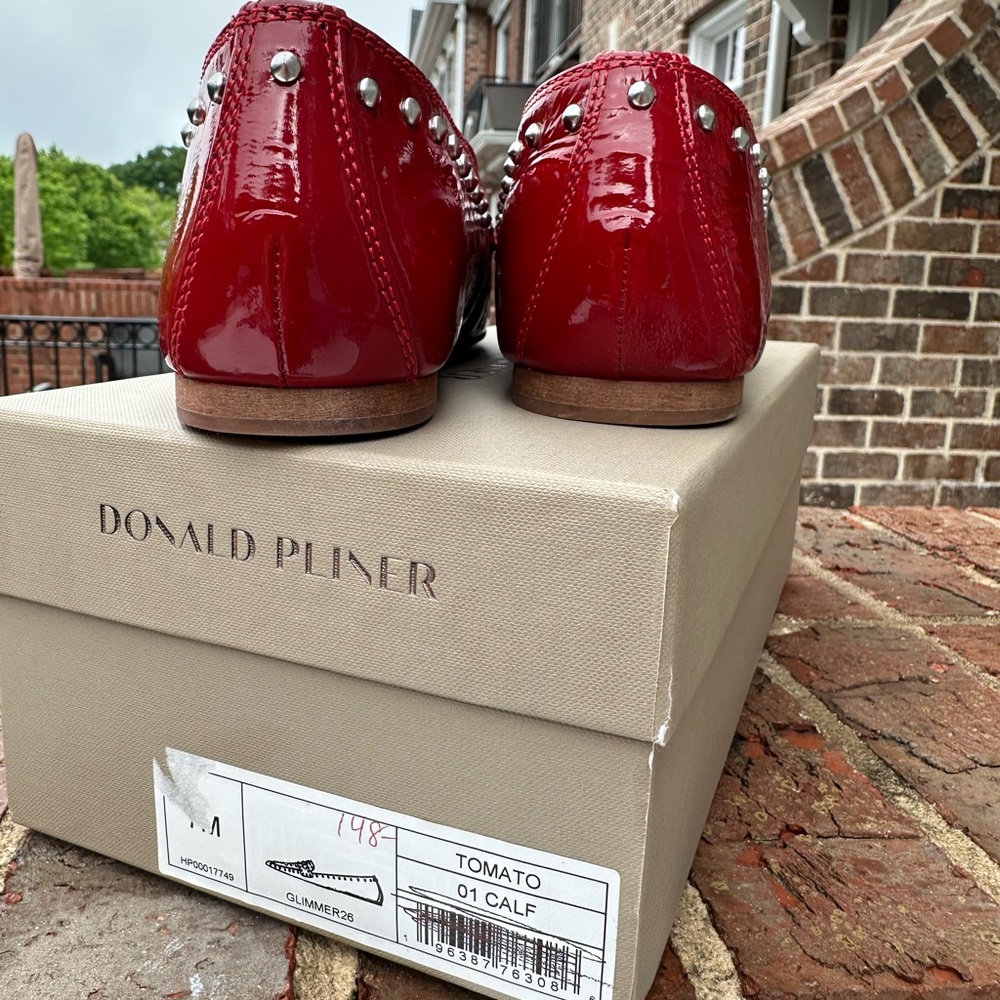 Donald J. Pliner Red Studded Patent Leather Loafers NWT - Picture 5 of 9